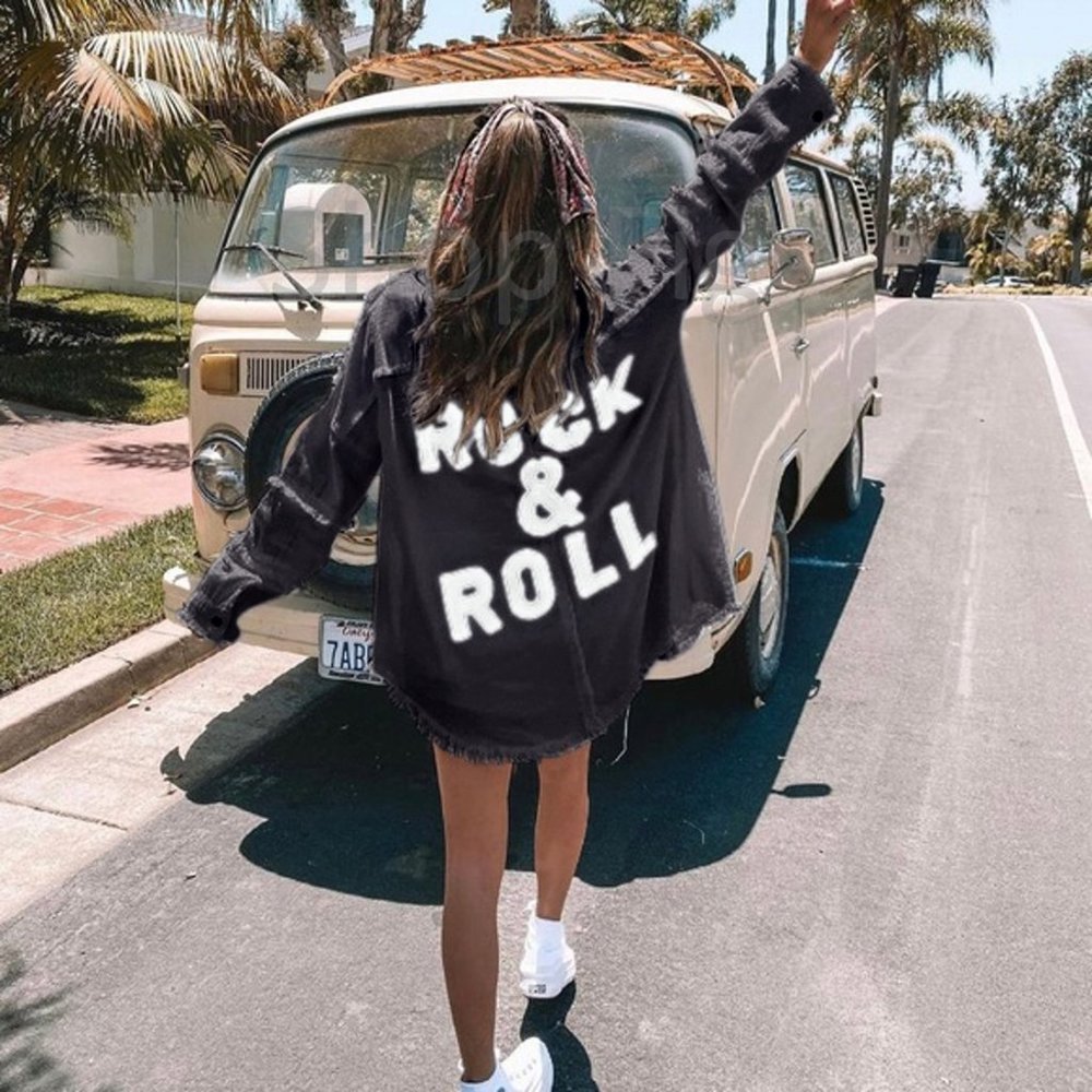 New Black Rock N Roll Distressed Shacket Denim Jacket Coat - Picture 3 of 11